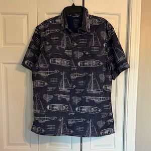 Chaps Navy Nautical Print Button-Down Shirt
